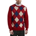 thumbnail image 1 of Kallspin Men's Argyle Crewneck Knit Sweater Wool Blend Long Sleeve Pullover Sweaters(Burgundy Red,3X-Large,Tall), 1 of 7