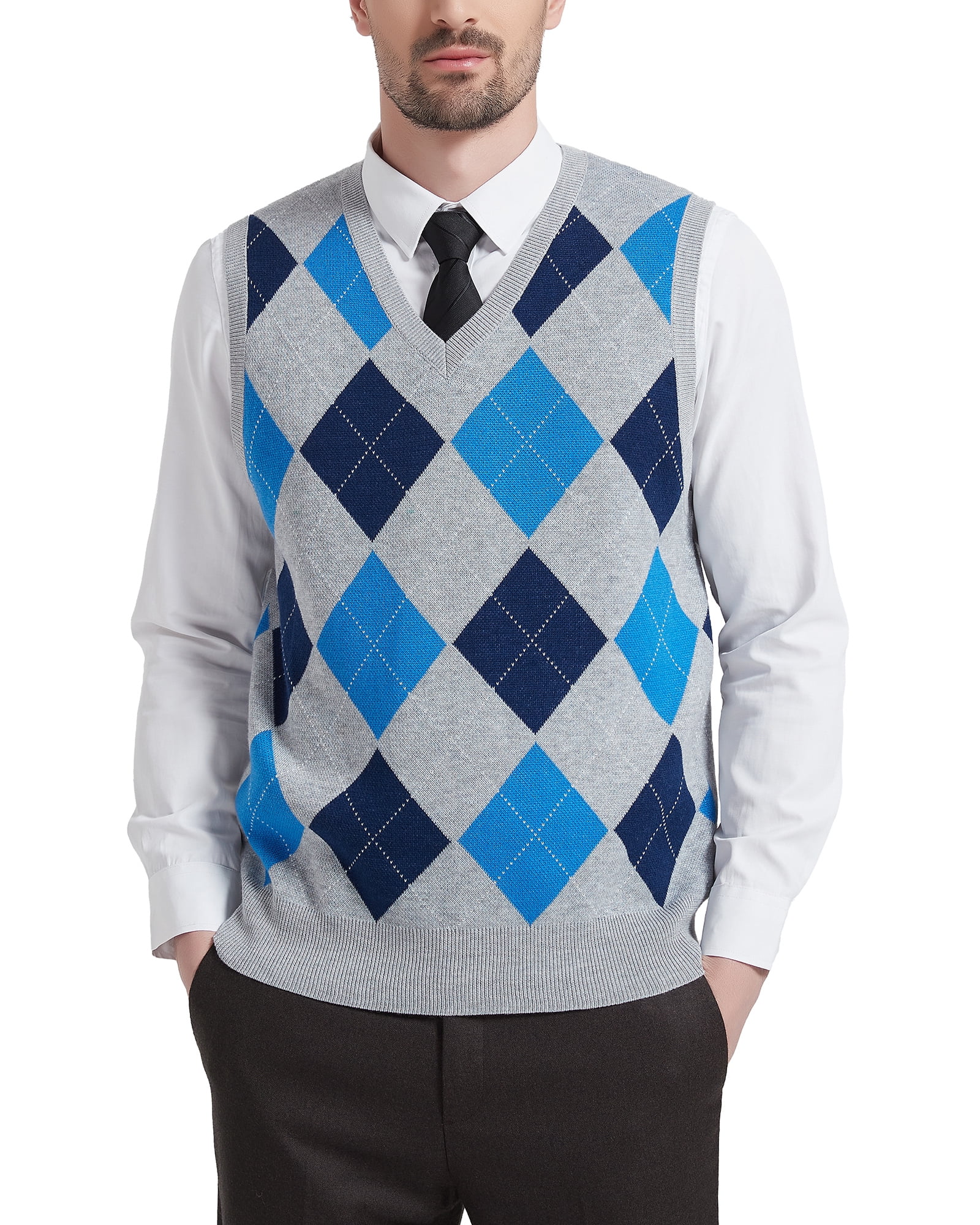 Club Room Men's Argyle V-Neck Sweater Large