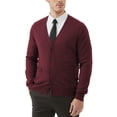 thumbnail image 1 of Kallspin Men's Cardigan Sweater Wool Blend V Neck Buttons Cardigan with Pockets(Burgundy, X-Large,Tall), 1 of 10
