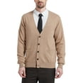 thumbnail image 1 of Kallspin Men’s Cardigan Sweater Wool Blend V Neck Buttons Cardigan with Pockets(Coffee,3X-Large), 1 of 10