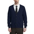 thumbnail image 1 of Kallspin Men’s Cardigan Sweater Wool Blend V Neck Buttons Cardigan with Pockets(Navy Blue,Small), 1 of 10