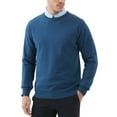 thumbnail image 1 of Kallspin Men's Cotton Crew Neck Sweater Regular Fit Long Sleeve Pullover Casual Cozy Stylish Sweater((Blue,Large), 1 of 9