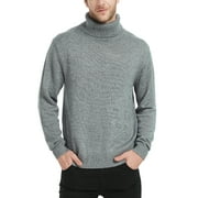 Kallspin Men’s Merino Wool Blend Turtle Neck Midweight Pullover Sweaters(Light Gray,3X-Large)