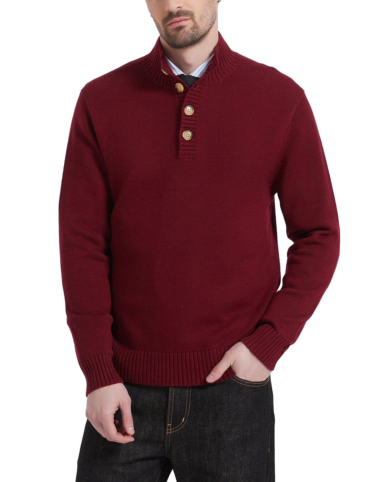 Kallspin Trui met volledige rits voor heren, puur katoen, opstaande kraag, gebreid jack, casual lichtgewicht bovenkleding, Indigo, L