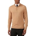 thumbnail image 1 of Kallspin Men's Mock Neck Sweater Wool Blend Midweight Quarter-Button Long Sleeve Knit Pullover(Coffee,Medium), 1 of 6