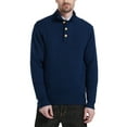 thumbnail image 1 of Kallspin Men's Mock Neck Sweater Wool Blend Midweight Quarter-Button Long Sleeve Knit Pullover(Navy Blue,2X-Large), 1 of 6