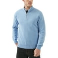 thumbnail image 1 of Kallspin Men's Quarter-Zip Sweater Cotton Mock Neck Knit Long Sleeve Pullover Sweater(Sky Blue,2X-Large), 1 of 9