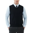 thumbnail image 1 of Kallspin Men's Sweater Vest Cotton V Neck Relaxed Fit Knit Sleeveless Pullover Sweater(Black,3X-Large), 1 of 9
