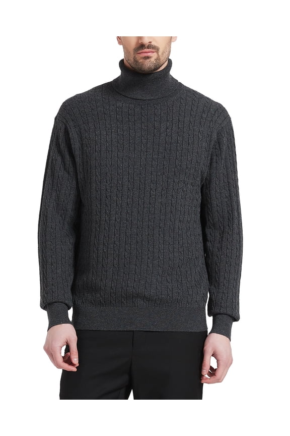 Men's Turtleneck Sweaters Wool Blend High Neck Pullover Sweaters(Charcoal,2X-Large)