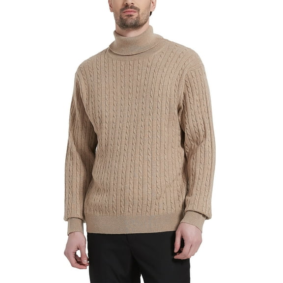 Kallspin Men's Turtleneck Sweaters Wool Blend High Neck Pullover Sweaters(Coffee,4X-Large)