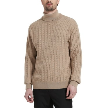 Kallspin Men's Turtleneck Sweaters Wool Blend High Neck Pullover Sweaters(Coffee,X-Large)
