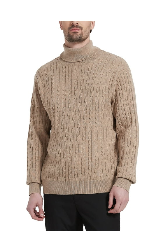 Men's Turtleneck Sweaters Wool Blend High Neck Pullover Sweaters(Coffee,X-Large)