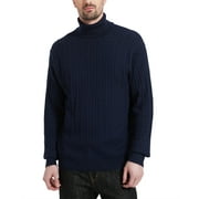 Kallspin Men's Turtleneck Sweaters Wool Blend High Neck Pullover Sweaters(Navy Blue,2X-Large)