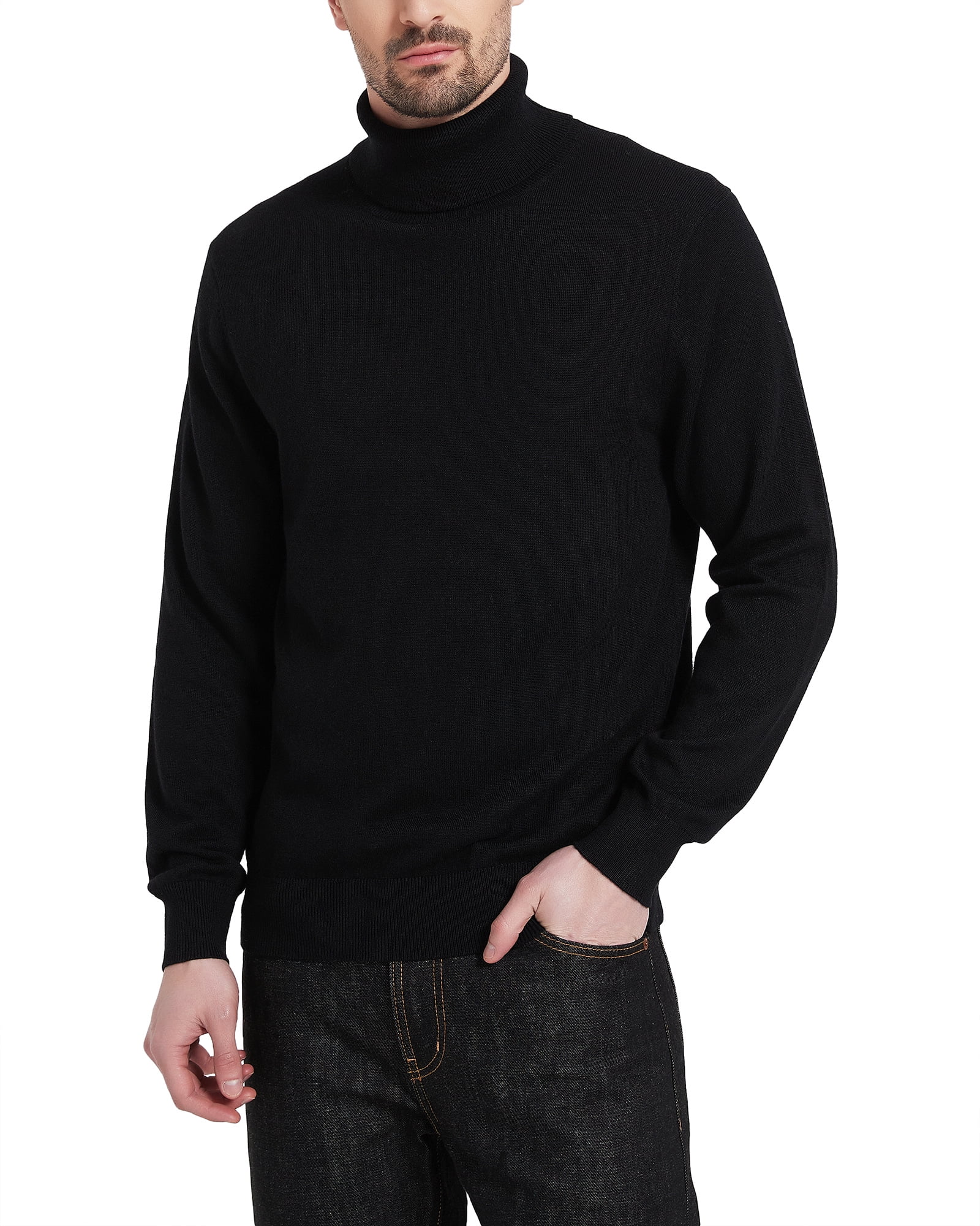 Kallspin Men's Turtleneck Sweaters Wool Blend Lightweight Pullover ...