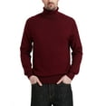 thumbnail image 1 of Kallspin Men's Turtleneck Sweaters Wool Blend Lightweight Pullover Sweaters(Burgundy Red,Large), 1 of 7