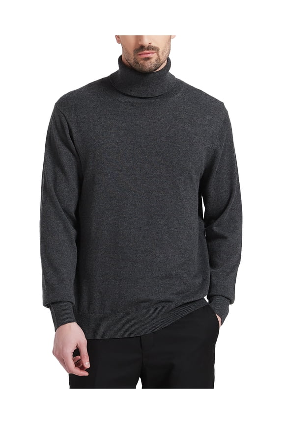Men's Turtleneck Sweaters Wool Blend Lightweight Pullover Sweaters(Charcoal,2X-Large)