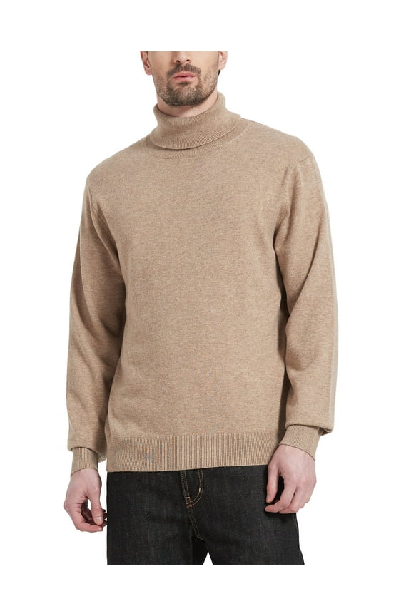Men's Turtleneck Sweaters Wool Blend Lightweight Pullover Sweaters(Coffee,2X-Large)