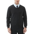 thumbnail image 1 of Kallspin Men's V Neck Sweater Cotton Relaxed Fit Long Sleeve Knit Lightweight Pullover(Charcoal,3X-Large), 1 of 9