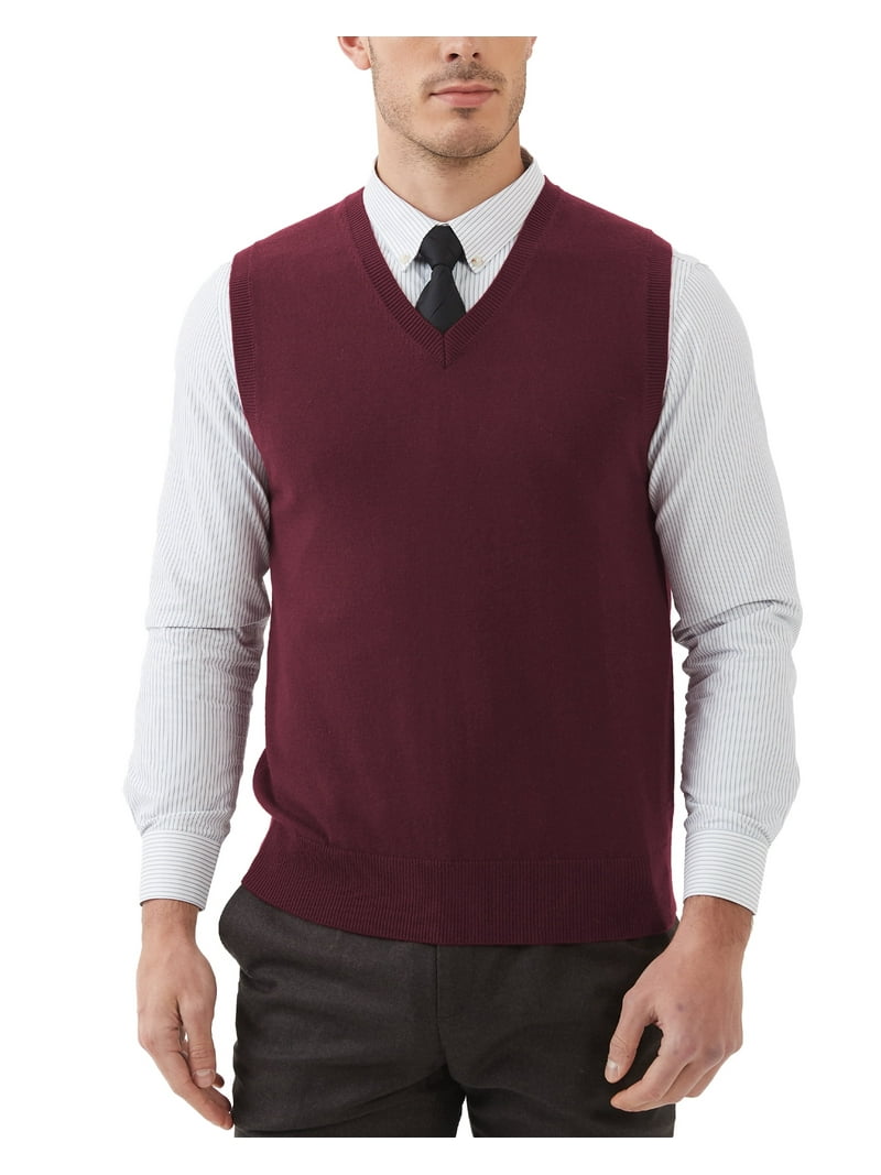 Kallspin Men's Vest Sweater Wool Blend Lightweight V Neck