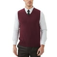 thumbnail image 1 of Kallspin Men's Vest Sweater Wool Blend Lightweight V Neck Sleeveless Pullover(Burgundy Red,Small), 1 of 10