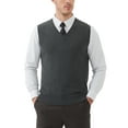 thumbnail image 1 of Kallspin Men's Vest Sweater Wool Blend Lightweight V Neck Sleeveless Pullover(Charcoal,Small), 1 of 10