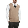 thumbnail image 1 of Kallspin Men's Vest Sweater Wool Blend Lightweight V Neck Sleeveless Pullover(Coffee,Medium), 1 of 10