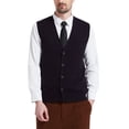 thumbnail image 1 of Kallspin Men's Vest Sweater Wool Blended V Neck Sleeveless Button Cardigan Sweater(Black,X-Large,Tall), 1 of 9