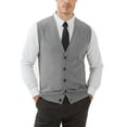 thumbnail image 1 of Kallspin Men's Vest Sweater Wool Blended V Neck Sleeveless Button Cardigan Sweater(Gray,Large,Tall), 1 of 8