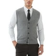 thumbnail image 1 of Kallspin Men's Wool Blend Cable-Knit V Neck Sleeveless Cardigan Vest Sweater(Light Gray,3X-Large), 1 of 8