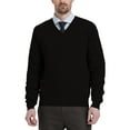 thumbnail image 1 of Kallspin Men’s Wool Blend Relaxed Fit V-Neck Long Sleeve Pullover Sweaters(Black, X-Large), 1 of 10