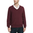 thumbnail image 1 of Kallspin Men’s Wool Blend Relaxed Fit V-Neck Long Sleeve Pullover Sweaters(Burgundy, X-Large,Tall), 1 of 9