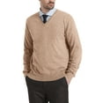 thumbnail image 1 of Kallspin Men’s Wool Blend Relaxed Fit V-Neck Long Sleeve Pullover Sweaters(Coffee, 3X-Large,Tall), 1 of 10