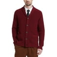 thumbnail image 1 of Kallspin Men's Wool Blend Shawl Collar Cardigan Sweater Button Down Knitwear with Pockets(Burgundy Red,X-Large), 1 of 7