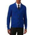 thumbnail image 1 of Kallspin Men's Wool Blend Shawl Collar Cardigan Sweater Button Down Knitwear with Pockets(Royal Blue,Large), 1 of 7