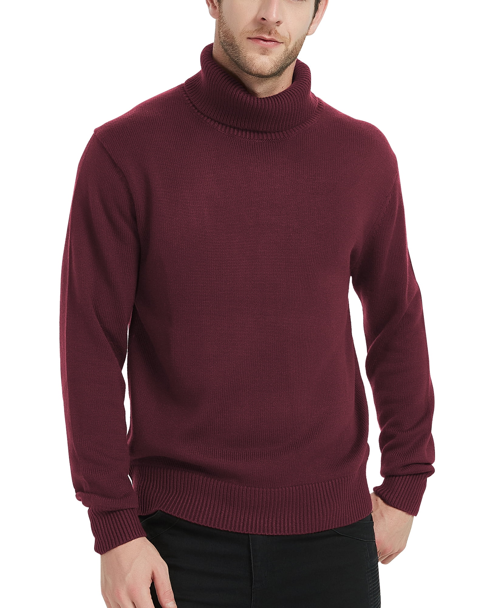 Kallspin Men's Wool Blend Turtle Neck Midweight Pullover Sweaters - Main Image