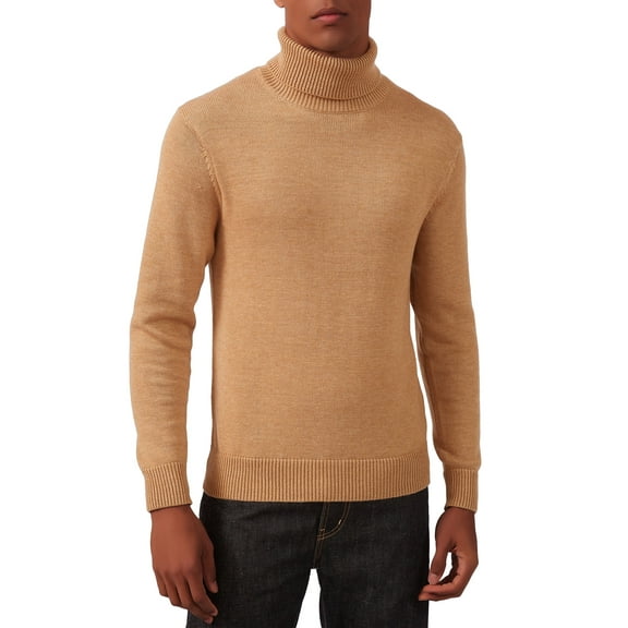 Kallspin Men's Wool Blend Turtle Neck Midweight Pullover Sweaters(Coffee,2X-Large)