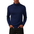 thumbnail image 1 of Kallspin Men’s Wool Blend Turtle Neck Midweight Pullover Sweaters(Navy Blue,2X-Large), 1 of 10
