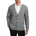 thumbnail image 1 of Kallspin Men’s Wool Blend V-Neck Cable-Knit Cardigans Sweaters (Light Gray, 4X-Large), 1 of 8