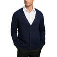 thumbnail image 1 of Kallspin Men’s Wool Blend V-Neck Cable-Knit Cardigans Sweaters (Navy Blue, Large), 1 of 7