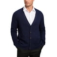 thumbnail image 1 of Kallspin Men’s Wool Blend V-Neck Cable-Knit Cardigans Sweaters (Navy Blue, Small), 1 of 7