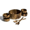 thumbnail image 1 of Kalmar Home 12-Inch Acacia Wood Smooth Extra Large Salad Bowl with 4 Bowls, 1 of 2