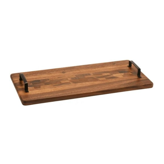 Kalmar Home Wood Tray w/ Metal Handle - Rect