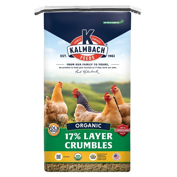 Kalmbach Feeds 17% Organic Layer Crumbles for Chickens, 35 lb bag