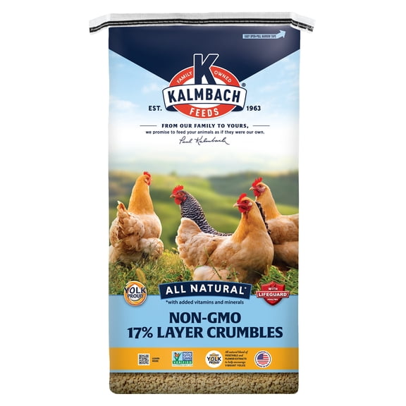 Kalmbach Feeds All Natural Non-GMO 17% Protein Layer Crumbles Poultry Feed, 50-lb bag