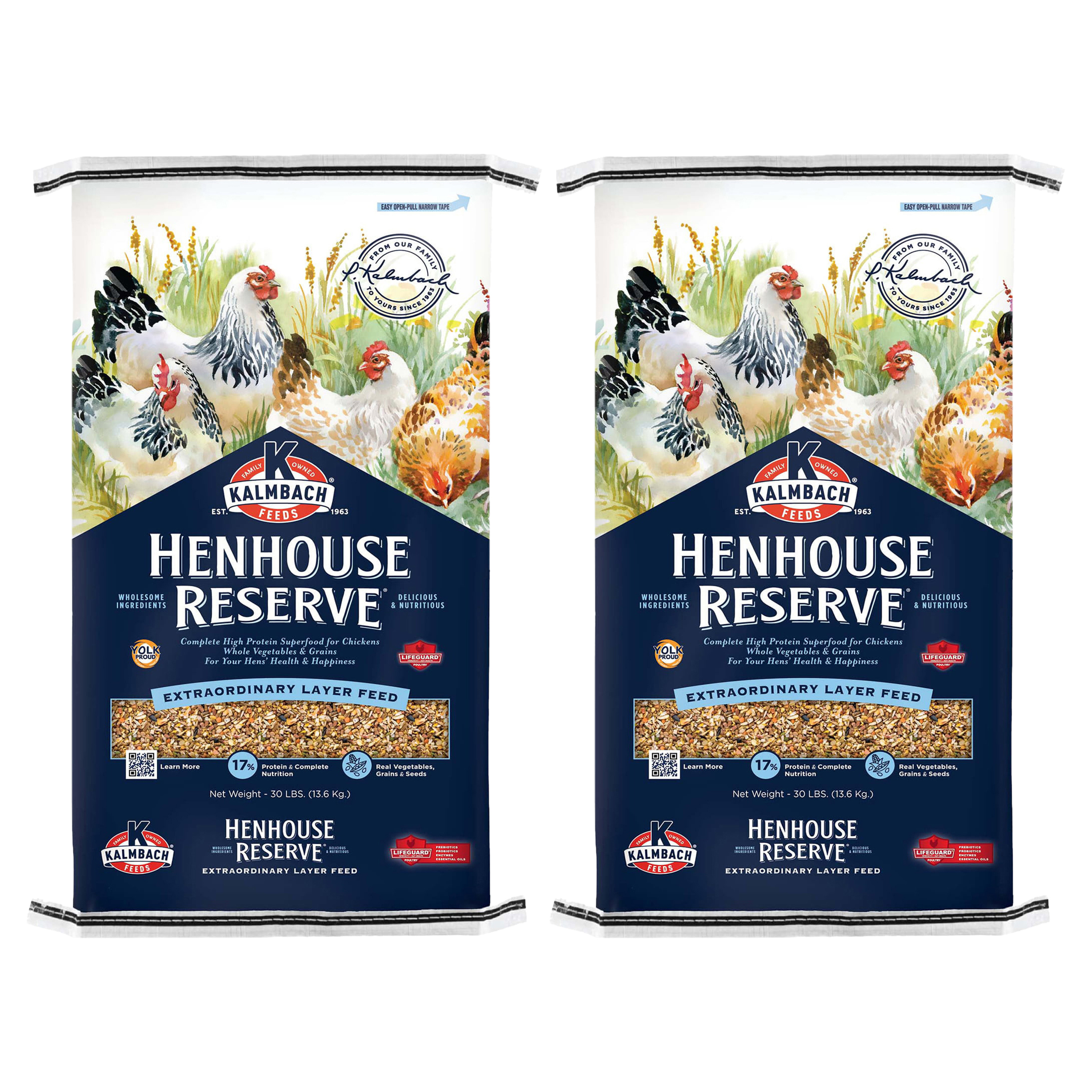 (2 pack) Kalmbach Feeds Henhouse Reserve Extraordinary Whole Grain Layer Feed for Chickens, 30