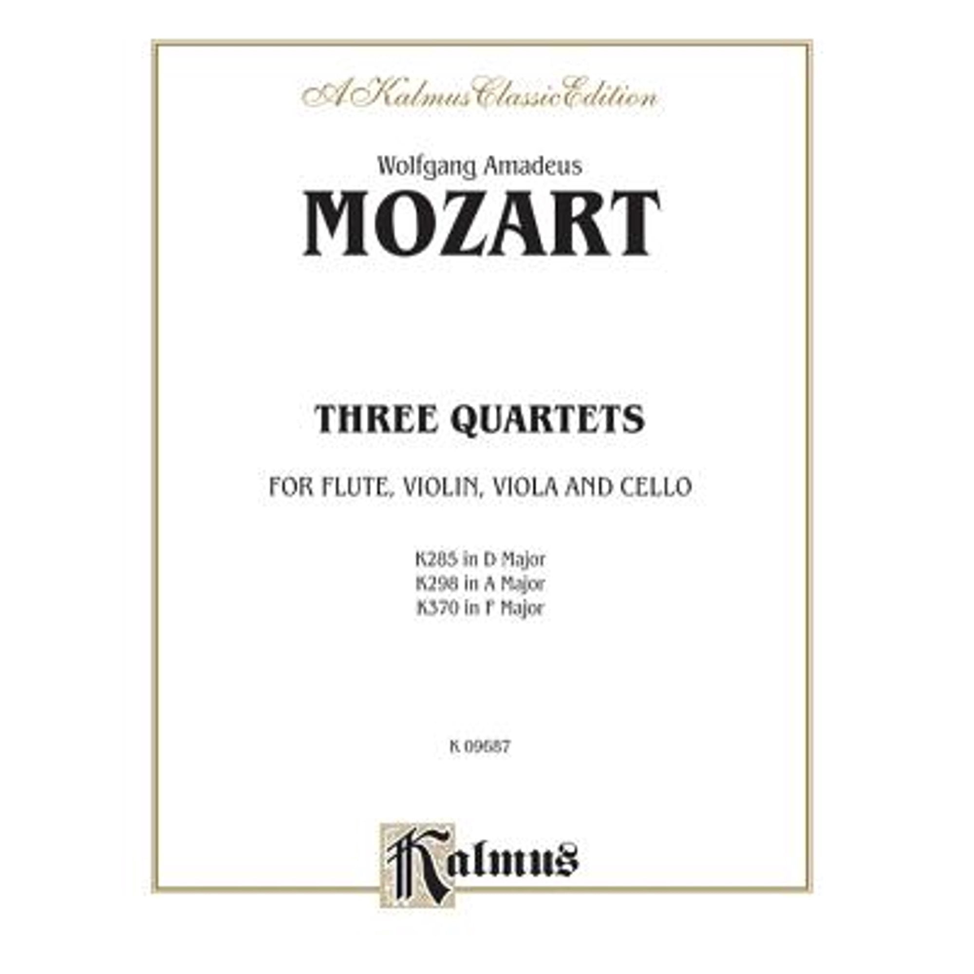 Pre-Owned Three Quartets, K. 285, 298, 370: K. 285 (D Major) & K. 298 (a Major) -- Violin, Viola, Cello & (Paperback) by Wolfgang Amadeus Mozart