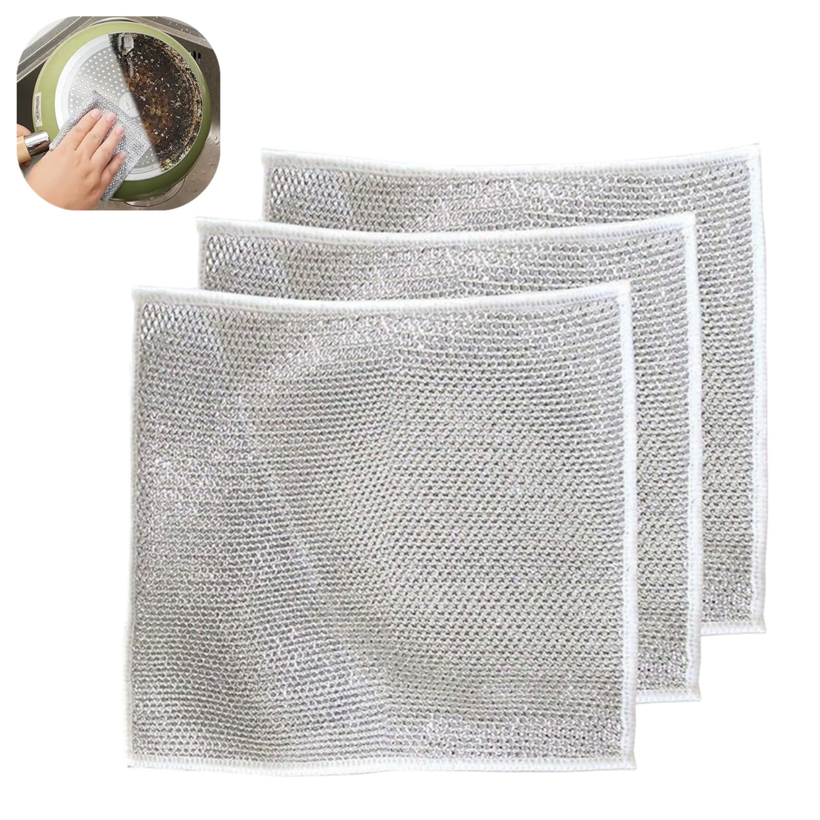 Kaloaede 3 Pack Stainless Steel Scrubber Pads DoubleSided Dishwashing