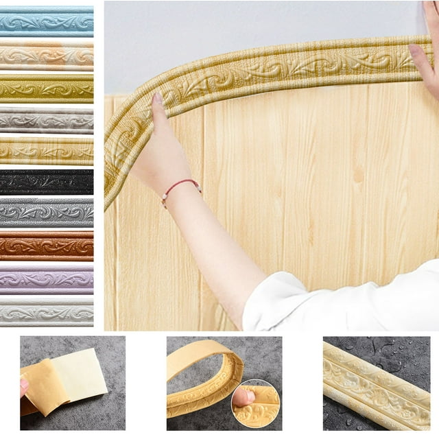 Kaloaede Decorative 3D Pattern Wall Border Sticker Self Adhesive Foam