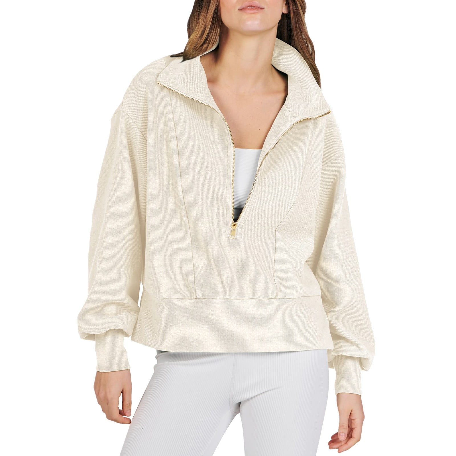 Half zip cropped pullover sale