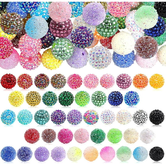Kalolary 120PCS 20mm Multicolor Resin Rhinestone Pave Disco Ball Beads - Sparkly Round Crystal Bubblegum Beads for Jewelry Making & DIY Crafts